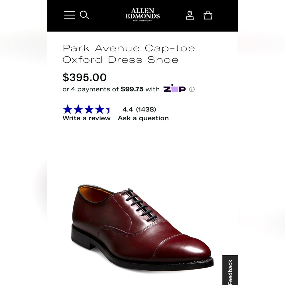 ALLEN EDMONDS Park Avenue Size 13 B In Burgundy color.